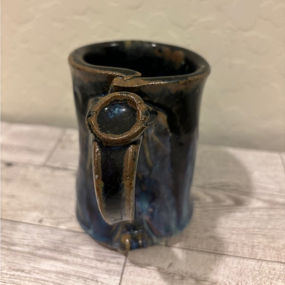 pottery  Studio Art Pottery Blue Drip Glazed Ceramic Stoneware Mug Coffee Tea - Picture 5 of 7